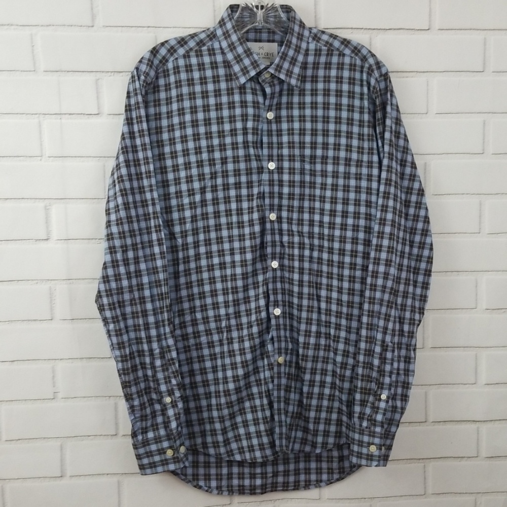Men's Blue Plaid Dress Shirt